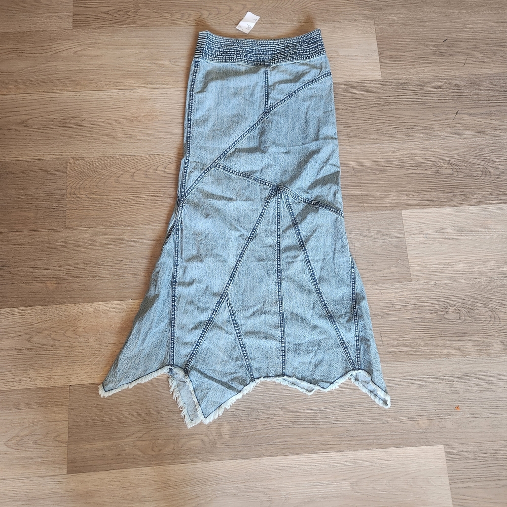 Urban Expressions Asymmetrical Denim Skirt in Blue